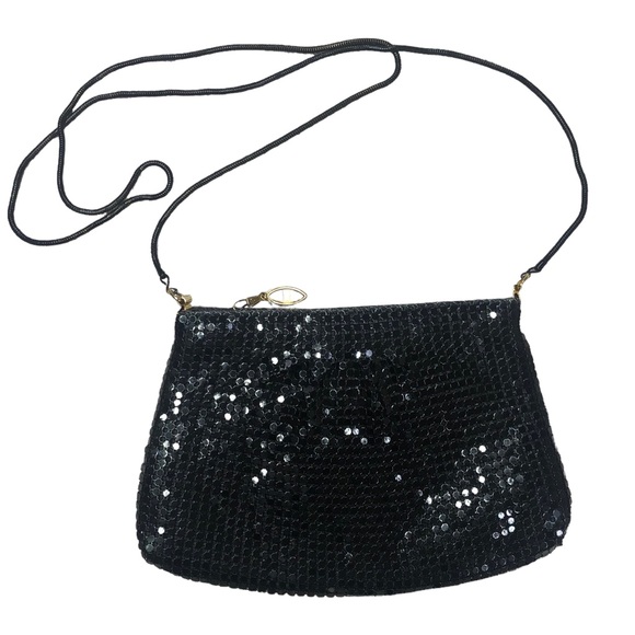 Vintage Y2K Mesh Black Evening Cocktail Bag Crossbody Purse - Picture 1 of 8